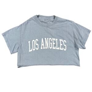 Brandy Melville - Cropped Los Angeles Tee in Blueish Gray
